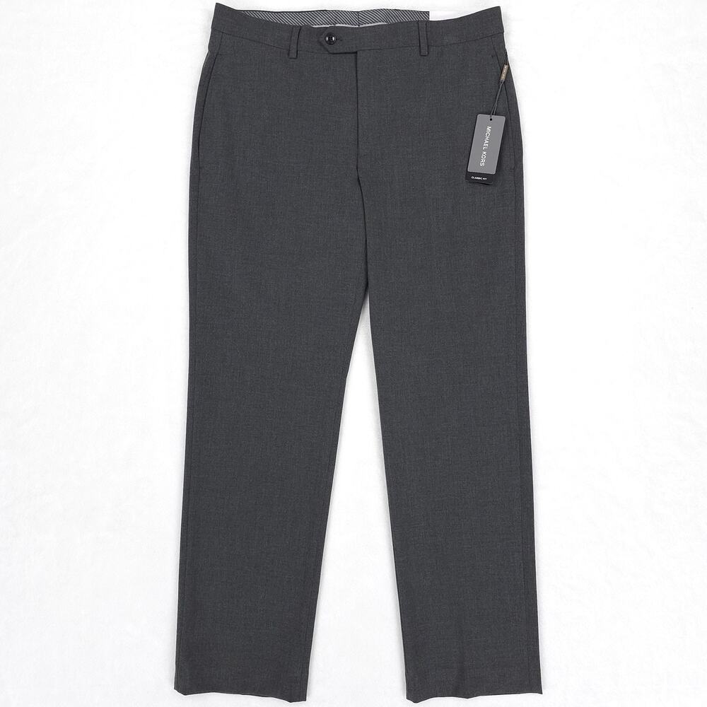 Michael Kors Mens Classic Fit Dress Pants 30x30 Dark Grey Solid Stretch NWT